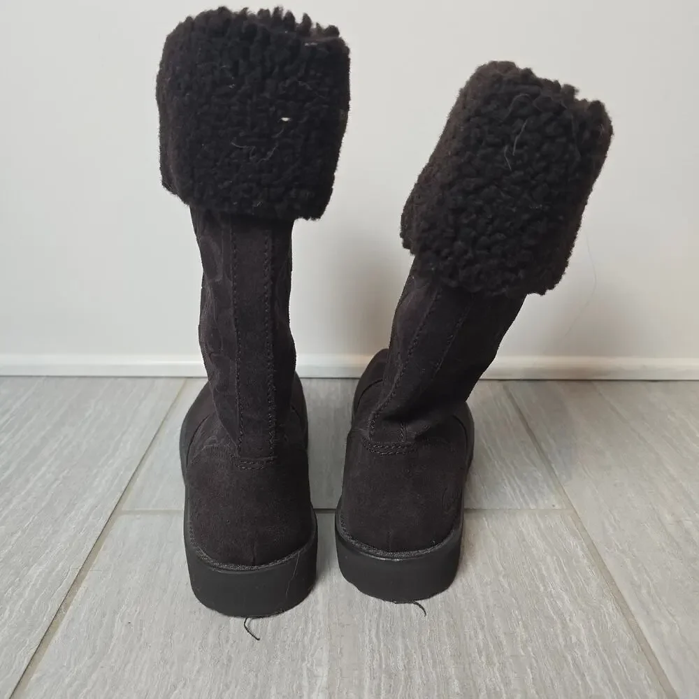 Coach Kally Winter Boots Brown Suede & Shearling Uppers Size 7.5